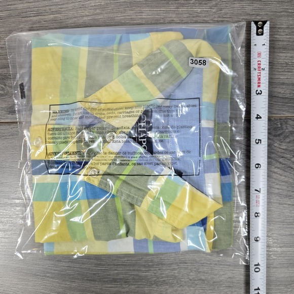 Chaps Shirt Mens L Large Yellow Plaid Easy Care SS Button Up‎ - Picture 9 of 11